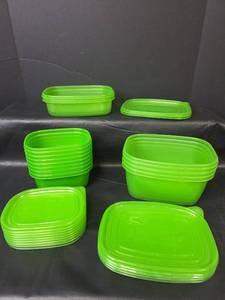 lot 388 image: Lime Green Storage Container (14 bowls and 14 lids) NEW