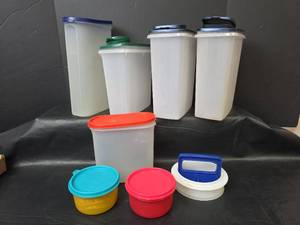 lot 394 image: Tupperware Containers with Colored Lids