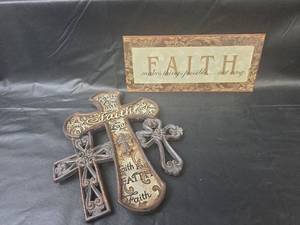 lot 443 image: Faith Wall Cross and Inspirational Sign Set