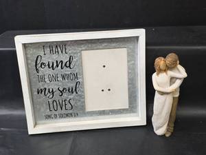 lot 479 image: Song of Solomon Scripture Picture Frame with Willow Tree Together Figurine