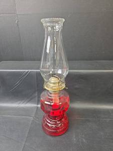 lot 519 image: Glass Oil Lamp with Embossed Base