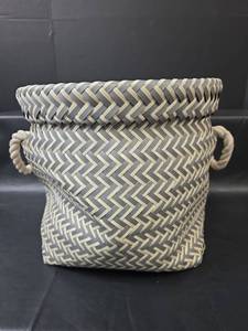 lot 549 image: Gray and White Chevron Woven Storage Basket