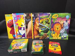 lot 553 image: 1990s Kids Activity Bundle - Coloring Books and Crayons Set