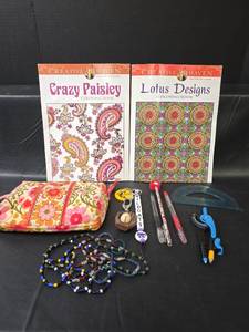 lot 627 image: Creative Haven Adult Coloring Book Set with Vera Bradley Bag and Accessories
