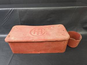 lot 655 image: Vintage IH International Harvester Tractor Implement Toolbox with Oil Can Holder