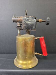 lot 658 image: Brass Blow Torch with Red Handle