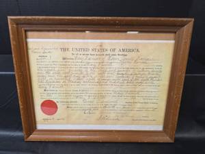 lot 672 image: 1885 Kansas Land Grant Deed Signed by President Grover Cleveland