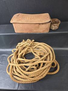 lot 680 image: International Harvester Tool Box with 50 foot Heavy Duty Farm Rope