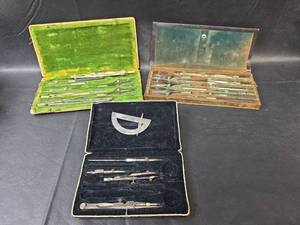 lot 710 image: 3 Mechanical Engineering Drawing Instrument Sets in Original Cases