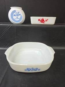 lot 728 image: Vintage McKee Glass Nautical Pattern Refrigerator Dish 8in x 5in,  Anchor Hocking  10in Dish, and More