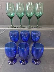 lot 749 image: Colored Glass Wine Goblets Set