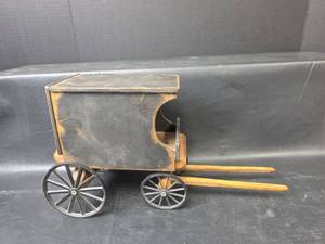 lot 794 image: Vintage Handmade Wooden Horse Drawn Farm Wagon  Amish Buggy