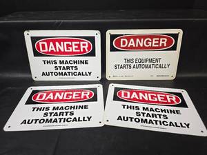 lot 796 image: Metal Industrial Danger Warning Signs - Automatic Machine Start