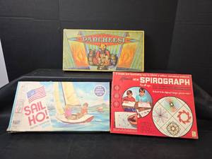 lot 798 image: Vintage Board Game Collection - Parcheesi, Spirograph, Ship Ho