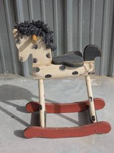 lot 25 image: Wooden Rocking Horse with Spotted Pattern