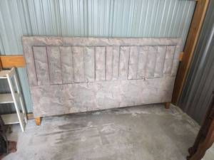 lot 30 image: King Size Upholstered Headboard with Fold Out Back and Arm Supports