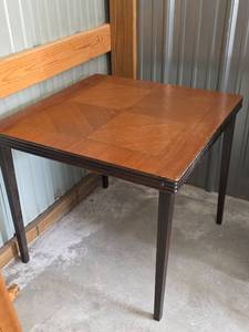 lot 33 image: Mid Century Wood Card Table with Inlay Design
