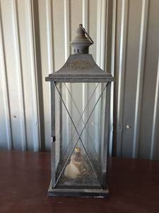lot 80 image: Decorative Metal Lantern with LED Candle - Needs Battery