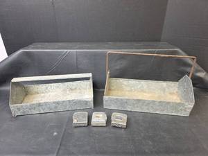 lot 805 image: Metal Storage Boxes and 3 Tape Measures