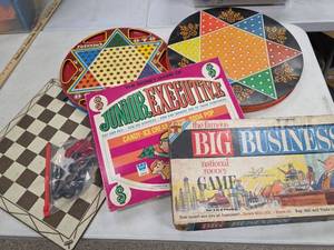 lot 808 image: 1960s Board Game Collection - Big Business & Junior Executive, Chinese Checkers (no marbles), and More