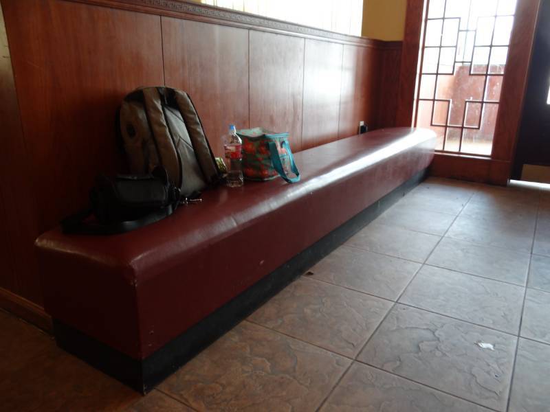 lot 5276 image: (2) Long Red Vinyl Booths