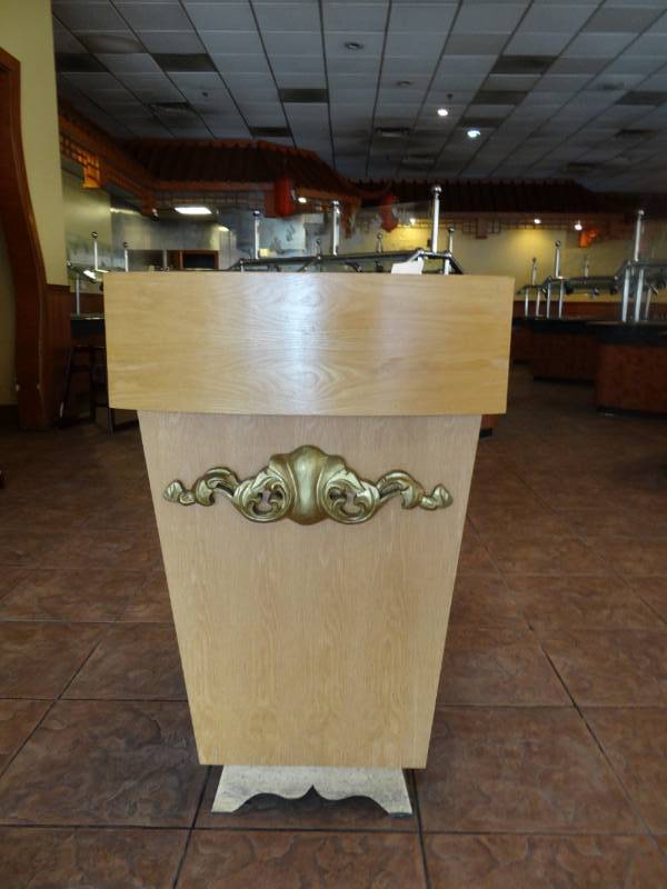 lot 5281 image: Wooden Check In Stand