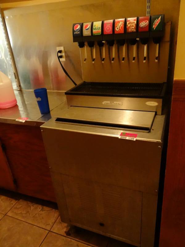 lot 5288 image: IMI Cornelius Drop-in 8 Head Soda Dispenser With 100 LB Ice Model CB2323 HSTF