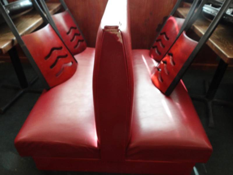 lot 5322 image: Double Sided Red Vinyl Booth
