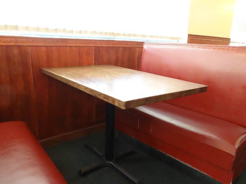lot 5303Z image: Laminate Wood Table with Single Metal Base