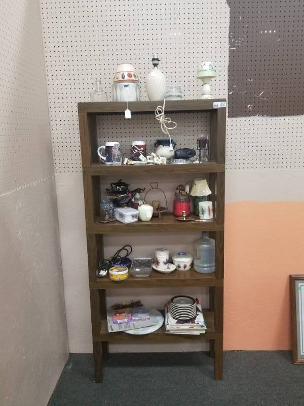 lot 8180 image: Wooden Shelf contents included