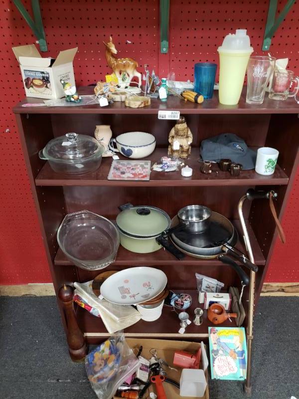 lot 8097 image: Wooden Bookshelf and contents included