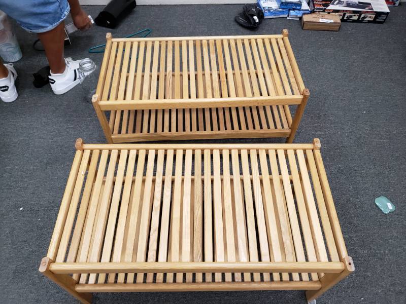 lot 8216 image: Oriental Style Shoe Racks