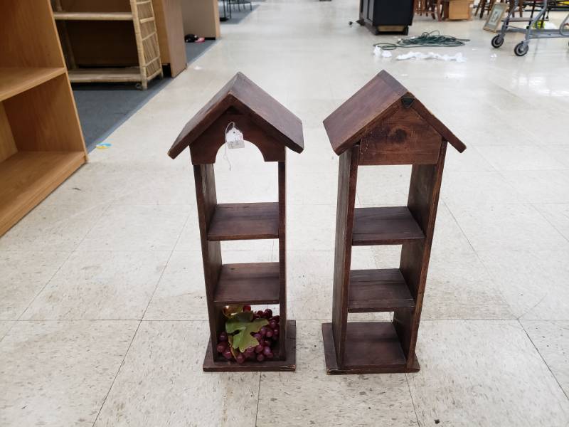 lot 8224 image: Pair of Home Shaped Shelving