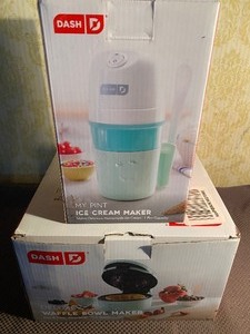 lot 136 image: Dash Ice Cream and Waffle Bowl Maker - Both are New in Box