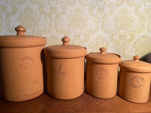 lot 169 image: Terra Cotta Canisters, Glazed on Inside, Made in Italy