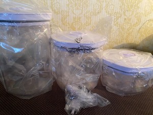 lot 202 image: Vacuum Canisters, 3 Piece Storage Set, New in Box