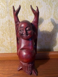 lot 219 image: Wood Carved Buddah, Approx 10