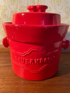 lot 220 image: Red Sauerkraut Fermentation Pot, Like New