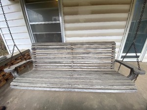 lot 320 image: Large Wood Porch Swing on Chain