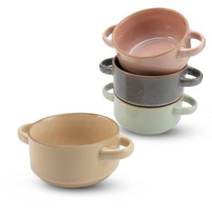 lot 1401 image: American Atelier Soup Bowls with Handles  Set of 4  16-Oz Glazed French Onion Soup Bowl  Stackable Serving Bowls for Stew, Pasta, Chili  Stoneware, Dishwasher and Oven Safe (Assorted Colors)