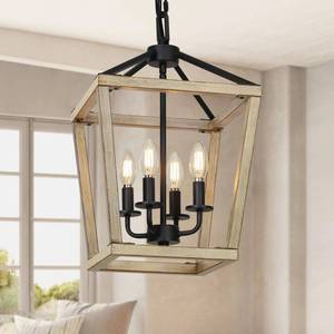 lot 1419 image: 4 Light Chandelier Fixture, Farmhouse Light Fixtures Geometric Metal Cage Modern Ceiling Light with Adjustable Height, E12 Base Hanging Lights for Kitchen Island, Dining Room, Living Room, Indoor