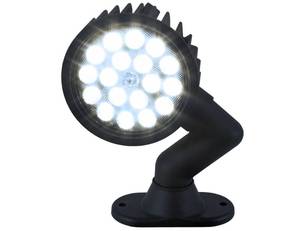 lot 1420 image: Buyers Products 1492145 Ultra Bright Articulating 5 Inch Wide LED Flood Work Light, 18 LEDs, 4500 Lumens, IP67 Rated, Coated Aluminum Housting