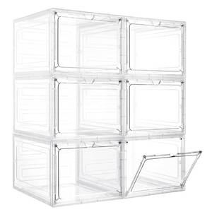lot 1424 image: LXLXXL Storage Bins with Lids, 6 Pack Clear Plastic Storage Containers with Magnetic Acrylic Door, 19 Qt Stackable Storage Box for Home,Office Organizing
