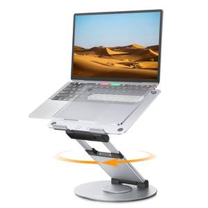 lot 1428 image: Nulaxy Telescopic 360 Rotating Laptop Stand for Desk Adjustable Height Swivel Pull Out Design Ergonomic Laptop Riser Fits All 10-17 Laptops Computer MacBook, Silverin