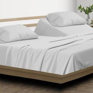lot 1437 image: Split Head Flex King Sheet Set - 100percent Egyptian Cotton, 600 Thread Count Cooling Sheets, Hotel Luxury Top Split King Sheets Set for Adjustable Bed, 4 PCs Flex Head King 34 Down Sheets - Silverin