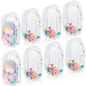 lot 1438 image: Sunnymove 8 Pcs Clear Figure Display Bag, Portable Figures Storage Bag with Keychain, Pouch Blind Box Single Zipper Closure Collectibles Case Keychain for Mini Plushies, Dolls (Clear)