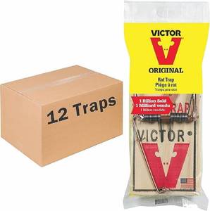 lot 1439 image: Victor Metal Pedal Sustainably Sourced FSC Wood Humane Snap Rat Trap - M200 - Kill Rats in Homes and Businesses - 12 Wooden Traps - 12 Pack