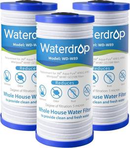 lot 1453 image: Waterdrop AP810 Whole House Water Filter, Replacement for 3M� Aqua-Pure� AP810, AP801, AP811, Whirlpool� WHKF-GD25BB, WHKF-DWHBB, 5 Micron, 10 x 4.5in, Well and Tap Water Filter, Pack of 3in
