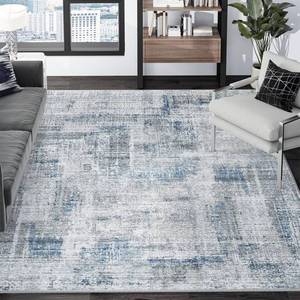 lot 1454 image: Eleisa Modern Abstract 3x5 Area Rug for Living Room, Blue and Grey, Non-Slip Stain Resistant Washable Rug, Abstract Vintage Home Decor Carpet for Bedroom, Kitchen, Dining Room