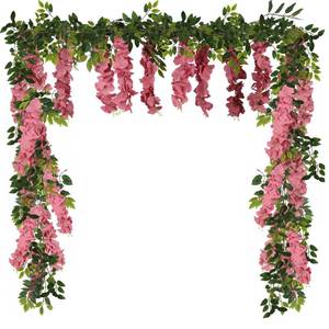 lot 1456 image: Fqueelvys Artificial Wisteria Garland Dusty Pink Silk Flowers Fake Wisteria Flowers Hanging Greenery Vines Faux Wisteria Garlands Rattan for Home Garden Wedding Arch Indoor Outdoor Decor (Dusty Pink)